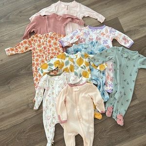 9 baby girl footie pajamas